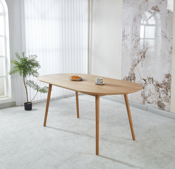 שולחן פינת אוכל אובלי אוכל צבע עץ אלון קוטר 180*90 ס"מ דגם סלסטה