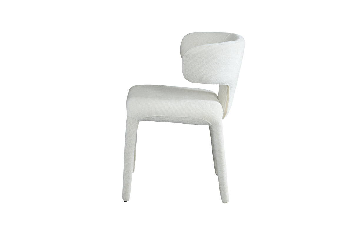 כסא אוכל מרופד ארוג דגם הילרי בצבע שמנת