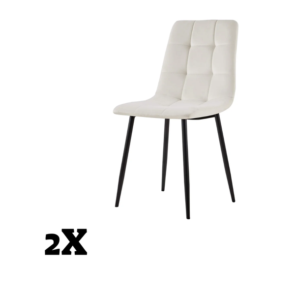 תוספת 2 כסאות דגם שחר קטיפה שמנת