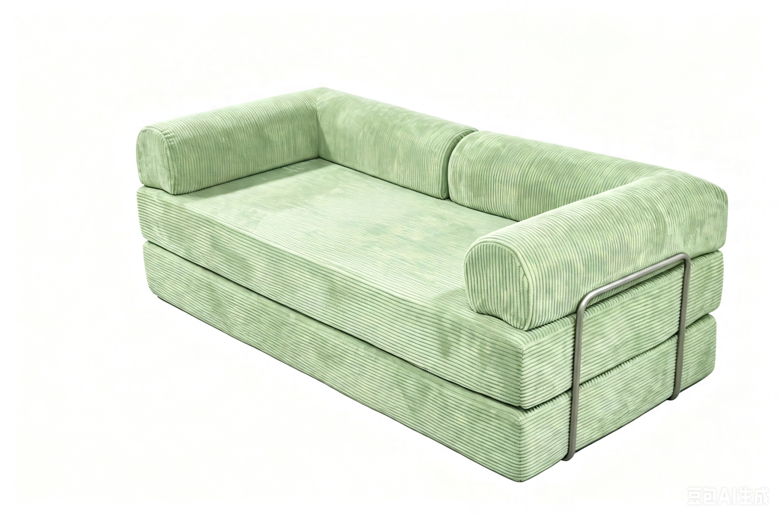 ספת רביצה נפתחת בגוון ירוק עם מסגרת כסופה – 190×90 ס"מ דגם FREEDOM