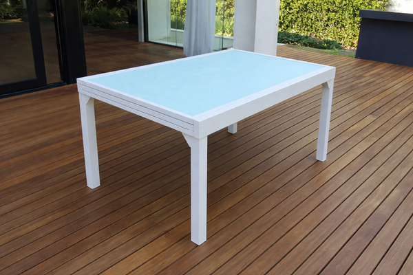 שולחן אלומיניום לגינה נפתח 100x135/270 לבן