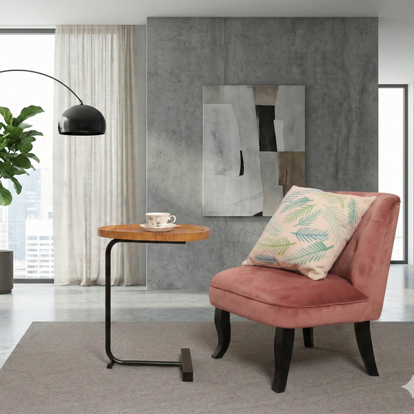 נשכן צד/ שולחן צד מעוצב מעץ בשילוב רגל שחורה דגם שוהם