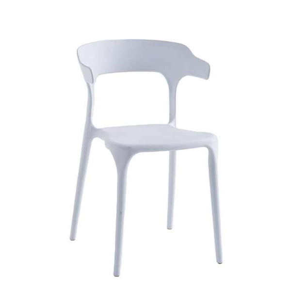 כיסא אוכל פלסטיק מעוצב בצבע לבן