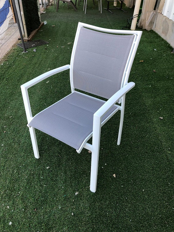 כיסא לגינה אלומיניום מרופד דגם MAJORQUE אפור בהיר