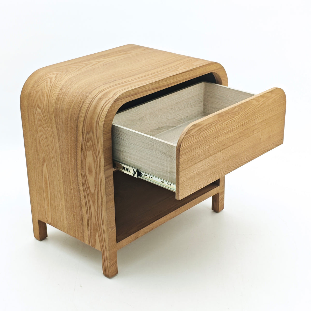 שידה לצד מיטה מעוגלת 56*36*56 ס"מ אלון דגם HUGO