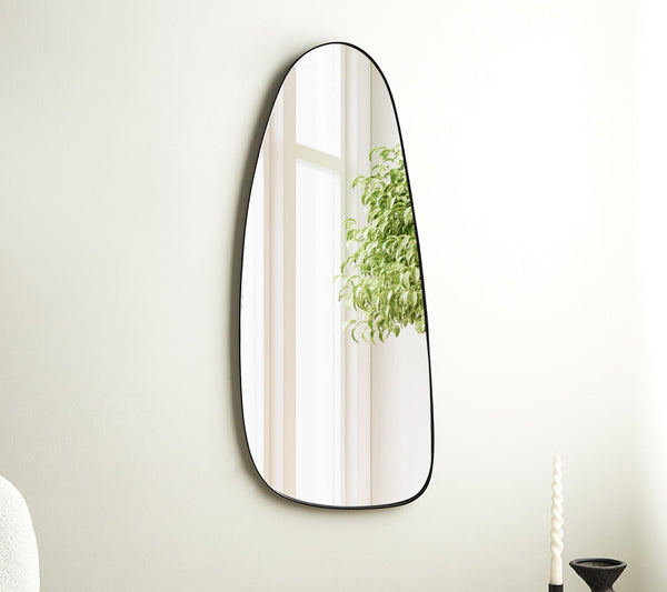 מראת גוף אסימטרית מסגרת שחורה דקה 94X40 ס"מ