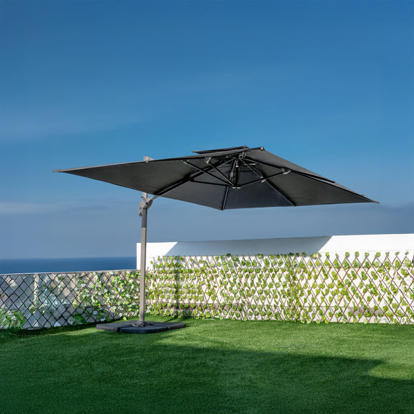 שמשייה רגל צד מקצועית מאלומיניום 3X4 מטר + הטיה צבע אפור דגם ריו