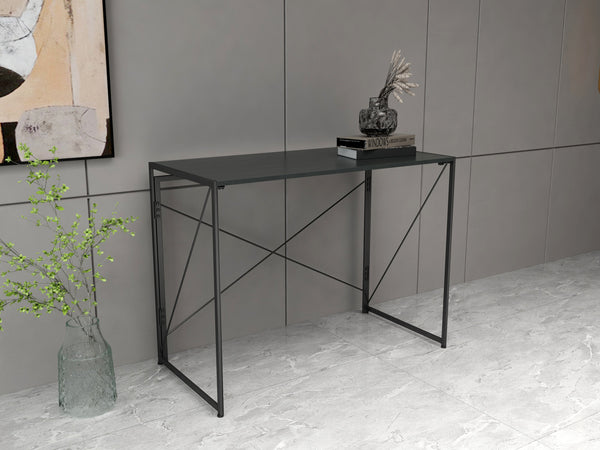 שולחן מחשב | שולחן עבודה למשרד או לבית | עץ שחור בשילוב רגלי מתכת שחורות | דגם נורמן - מציאון