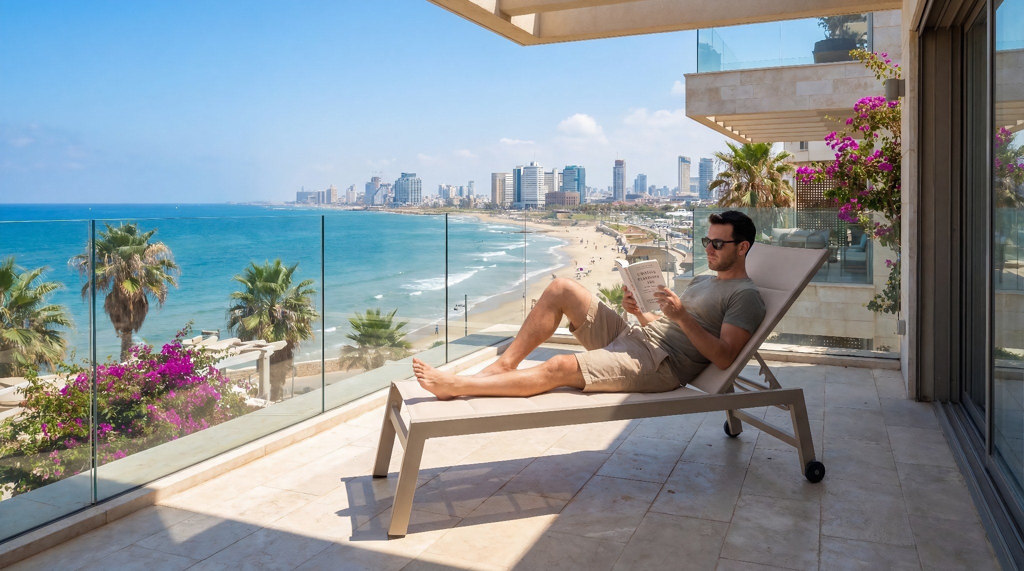 מיטת שיזוף אלומיניום בצבע שמפניה בשילוב בד טקסליין כפול בצבע בז' דגם שובל
