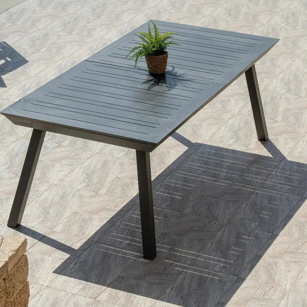 שולחן אלומיניום נפתח לגינה בצבע אפור 100*216*297 ס"מ