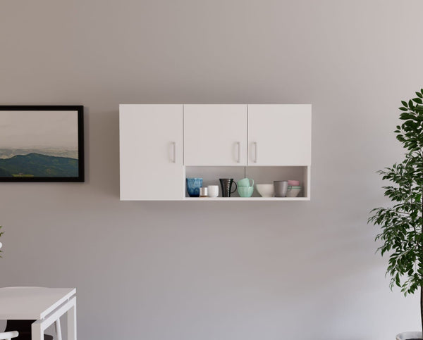 ארונית קלפה צפה לתלייה למטבח ולחדר שירות כוללת מדפים דגם סאן