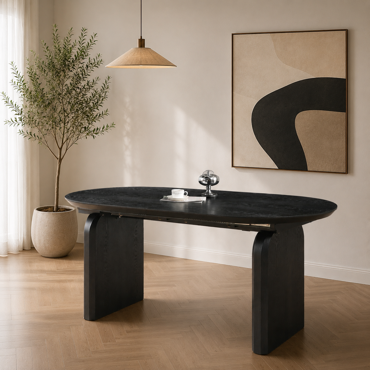 שולחן פינת אוכל מרטין נפתח צבע שחור 180-260*90 ס"מ