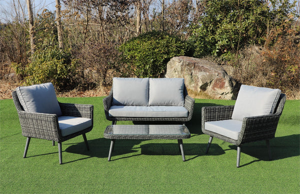 פינת ישיבה לגינה מראטן בשילוב אלומיניום דו מושבית דגם ברלין